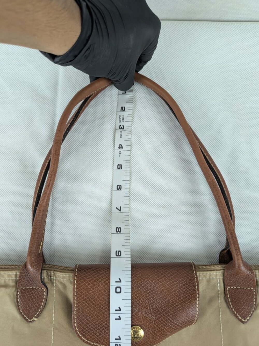 Longchamp Le Pliage Tote Bag Beige - Nylon/Leather - Authentic - Ready To Ship - Picture 15 of 15